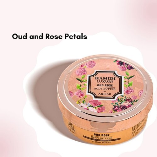 Hamidi Luxury Oud Rose Body Butter For Women 250ML (8.4 OZ) Ultra Moisturizing body butter For Dry Skin, Nourishing And Replenishes Dry Skin, Experience Deep Cleansing With Sweet Floral Scent