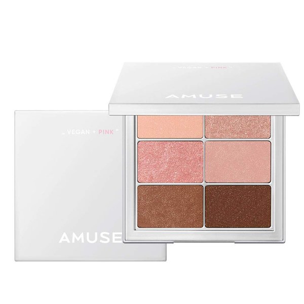 Amuse Eye Vegan Sheer Palette 6 Colors Eyeshadow Matt Shimmery Sheer Glitter Shades K-Beauty Natural Makeup 01 Sheer Nude