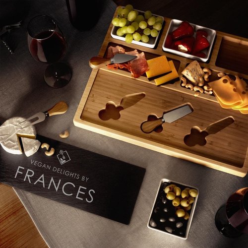 Maverton Engravable Desk for Snacks for woman - Customized Wooden Board - 3 Ceramic Cups Included - With Dedication for Lady - Kitchen Accessory for Birthday - For her - Vegan