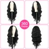 FBKDFCZS Body Wave V Part Wig Glueless Synthetic Long Wavy Wigs Upgrade U Part Wigs For Black Women Clip in Thin Part V Shape Wig Hair Extensions 24inch