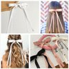 4Pack Satin Hair Bow Clips with Long Tail, Bowknot Ribbon Tassel Hair Clip, Bridal Hair Accessories Gift for Women Girls