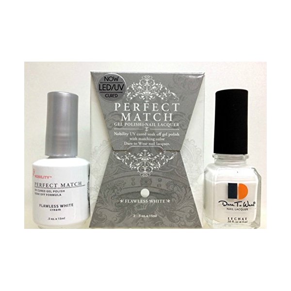 LeChat Perfect Match DUAL SET Soak Off Gel Polish & Dare to Wear Nail Lacquer - Flawless White - PMS07 by Jubujub