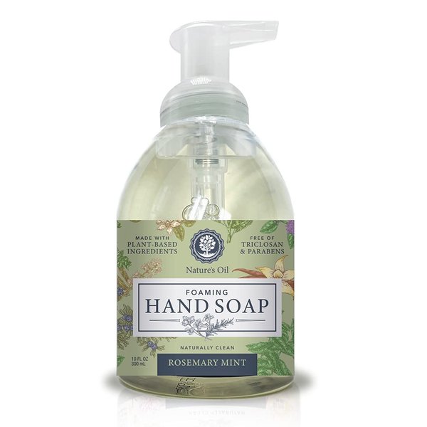 Nature's Oil Foaming Hand Soap, Rosemary Mint, 10 Fluid Ounces (Single Unit)