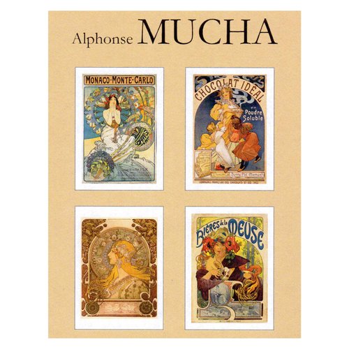 Greeted Card Collection Alphonse Mucha Note Cards - Boxed Set of 16 Note Cards with Envelopes