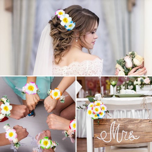 24 Pack Hawaiian Flower Hair Clips, 2.5 Inch Plumeria Foam Hair Accessories Clip for Women, Hawaii Tropical Party Decorations, Beach Pool Vacation Outfit, Luau Party Supplies favors, Bridal Wedding