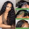 26inch (100% Human Hair) Deep Wave Lace Front Wigs Human Hair 180%/250% Density 13x4 HD Lace Frontal Wigs Human Hair Pre plucked Glueless Curly Human Hair Wig for Women (1B# 180%Density, Deep 26inch)