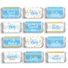 Baby Shower Candy Wrappers, Shower Mini Candy Bar Miniatures Wrappers Chocolate Bar Label Stickers for Boys Girls Kids Baby Shower Decor (No Candy)(Blue Boy Style, 90 Pieces)
