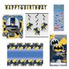 Batman Birthday Party Supplies Decoration Bundle includes Birthday Banner, Table Cover, Hanging Swirl Decorations, 1 Dinosaur Sticker Sheet