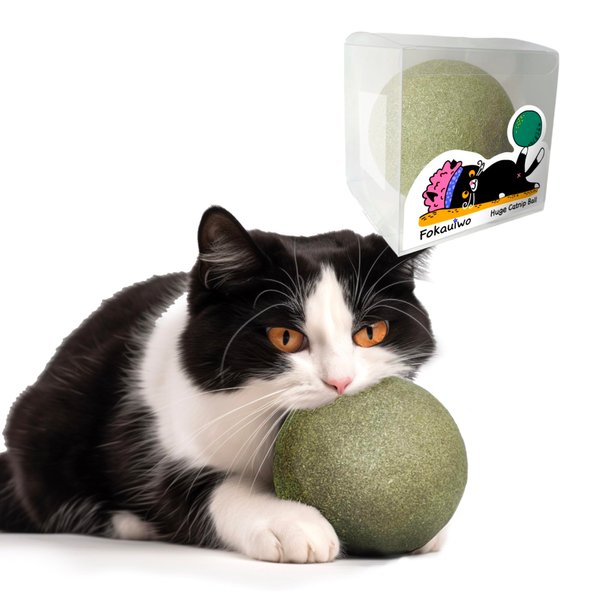 Fokauiwo 3.94 Inches Huge Catnip Ball for Cats -Giant Cat Toys for Indoor Cats -Jumbo Cat Nip Balls -Big Cat Teething Chew Toys - Kitty Teeth Cleaning Lick Dental Toys