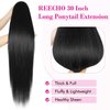 REECHO Ponytail Extension Drawstring Long Straight Ponytail Extensions 30” Natural Silky Soft Clip in Ponytail Hair Extensions Synthetic Hairpiece for Women, Black