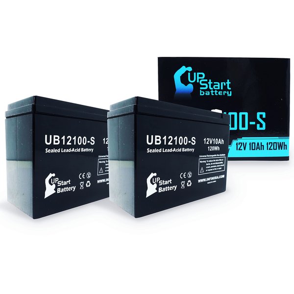 2 Pack Replacement for Gruber Power Services 12-10F2 Battery - Replacement UB12100-S Universal Sealed Lead Acid Battery (12V, 10Ah, 10000mAh, F2 Terminal, AGM, SLA)