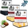 The Black Stuff All Natural Bar Soap for Men Handmade Cold Process Soaps with Organic Ingredients and Essential Oils - Mens Soap for Daily Use, Pine Tar, Citrus Cedarwood and Bay Rum Soaps (Pack of 3)