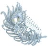 Sindary Wedding Headpiece 4.33" Rhinestone Crystal Bridal Peacock Feather Hair Comb (Silver-Tone Clear)