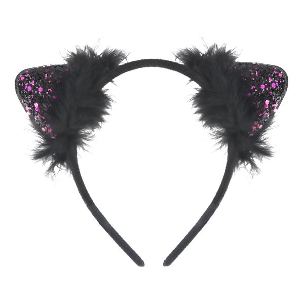 ANBALA Cat Ears Headband for Women Girls Black Cat Ears Headbands Furry Headbands Glitter Kitty Ears Hairbands