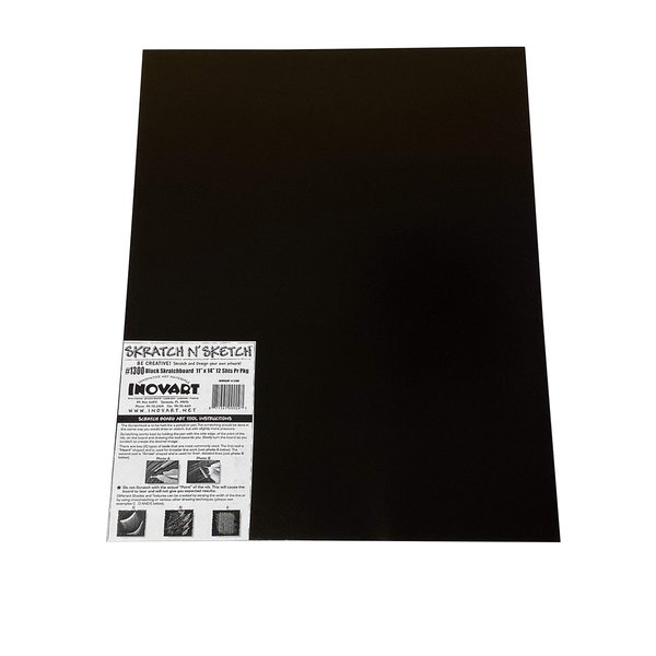 INOVART Black Scratchboard 11" x 14", 12 Sheets