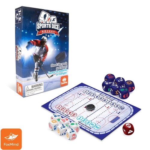 FoxMind-Games: Sports Dice-Hockey-Board-Game, Shoot The Puck & Beat The Goaltender to Score, Easy to Learn & Fun to Play, 2 or 4 Players, Ages 7+