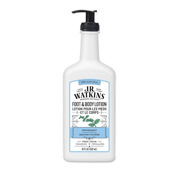 J R Watkins Foot & Body Lotion, Peppermint, 18 fl oz (532 ml)