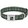 Buckle-Down Seatbelt Buckle Dog Collar - Mini Houndstooth Green/Black/Gray - 1" Wide - Fits 9-15" Neck - Small