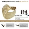 Tape in Hair Extensions Human Hair Omber Highlight Hair Extensions Tape in Human Hair for Women 20inch Beige Blonde Mix Medium Blonde to Platinum Blonde Balayage Straight Human Hair Extensions 20pcs
