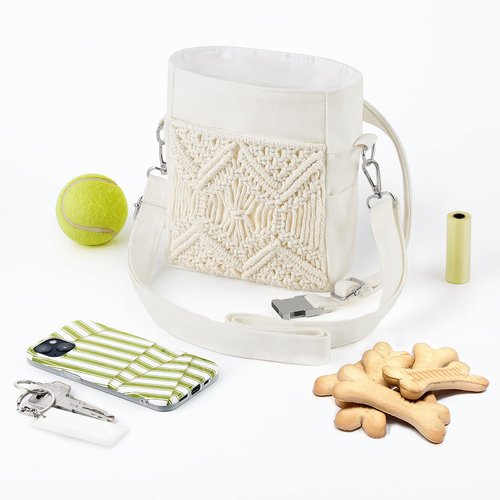 Mkono Dog Treat Pouch, Treat Pouches for Pet Training 3 Ways to Wear Dog Treat Bag Hand-Free Dog Walking Fanny Pack with Adjustable Waist Belt, Shoulder Strap, Poop Bag Dispenser