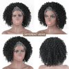 FBKDFCZS Kinky Curly Headband Wig Short Afro Kinky Curly Wigs for Black Women Synthetic Deep Wave Glueless Wigs with Headband Attached Black Curly Headband Wig Black Women Scarf Wig