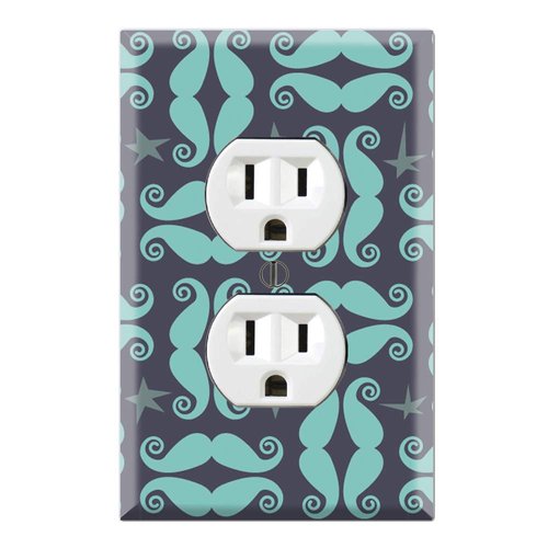 Graphics Wallplates - Mustache Moustache - Duplex Outlet Wall Plate Cover
