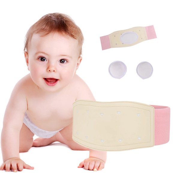 Paskyee Umbilical Hernia Belt Baby Belly Button Band Infant Belly Wrap Abdominal Binder Hernia Truss Support Adjustable Navel Belly Band Newborn Umbilical Cord Pink