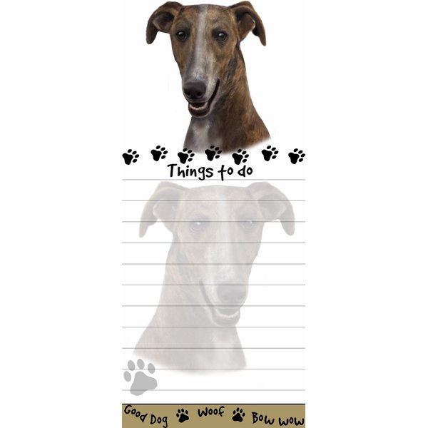 "Greyhound Magnetic List Pads" Uniquely Shaped Sticky Notepad Measures 8.5 by 3.5 Inches
