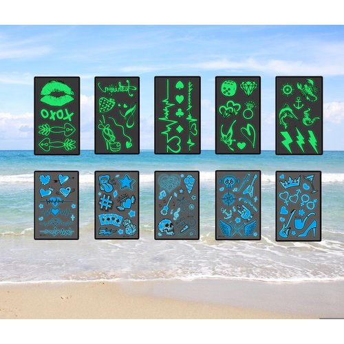 10 sheets of luminous temporary tattoos for nightclubs music festivals family gathering