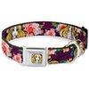 Dog Collar Seatbelt Buckle Rapunzel Poses Floral Collage Sketch Purple 16 to 23 Inches 1.5 Inch Wide