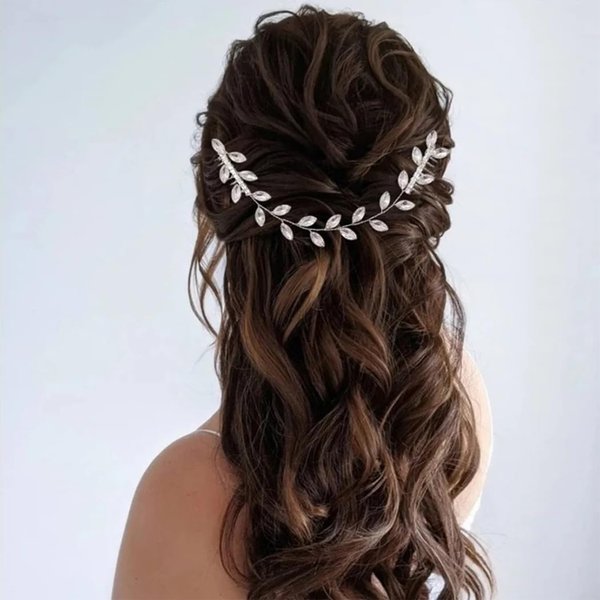 CASOLVX Crystal Side Insert Comb Wedding Bridal Hair Accessories Handmade Shining Bridal Side Comb for Brides and Bridesmaids Wedding Parties and Dinner