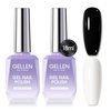 Gellen White and Black Gel Nail Polish Set, 2PC 18ml Black and White Gel Polish Kit, Black White Gel Nail Polish Soak Off UV Gel for Nail Manicure Salon Home