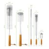SUBEKYU 5 Pack Bottle Brush Set, Long Handle Bottle Brush Cleaner, Water Bottle Brush for Washing Baby Bottles, Narrow Neck Beer Bottles, Straws, Kettles, Bottle Cap Slits, Gray+White