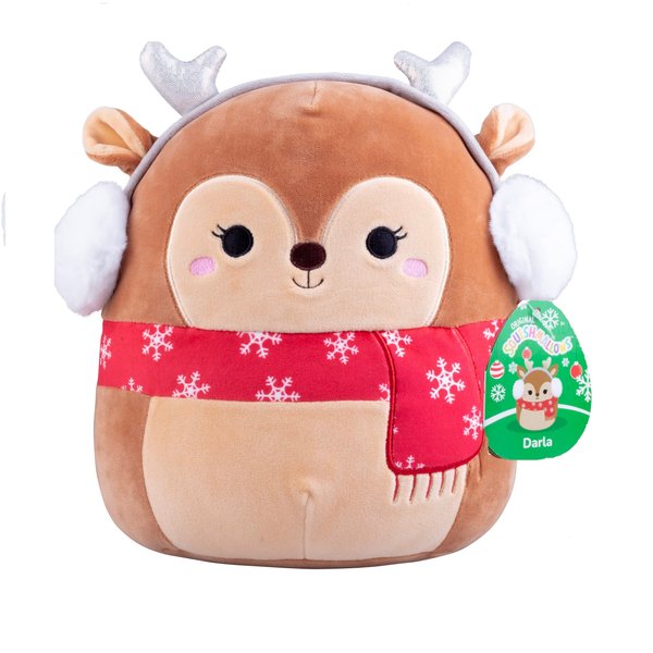 Squishmallows Original 10-Inch Darla The Christmas Reindeer - Official Jazwares Holiday Plush - Collectible Soft & Squishy Deer Stuffed Animal Toy - Add to Your Squad - Gift for Kids, Girls & Boys