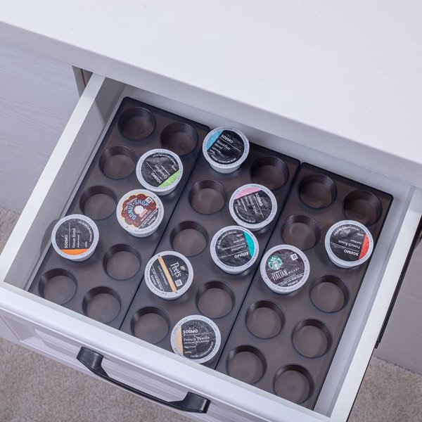 wobivcs Coffee Pod Storage Organizer for Kitchen Drawer Holders 20 K CUP, Premium Plastic Tray With Non-slip mat