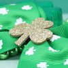 Saint Patrick’s Day Bow with Shamrock, Festive Hair Accessory with Alligator Clip, St. Patty’s Hairpiece, One Size Fits Most