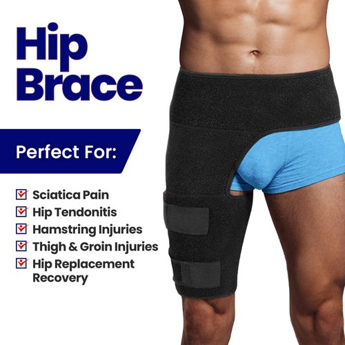 ARMSTRONG AMERIKA Hip Brace Thigh Compression Sleeve – Hamstring Compression Sleeve & Groin Compression Wrap for Hip Pain Relief. Support for Hip Replacements, Sciatica Pain Relief Brace - Small Left