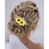 Jeairts Sunflower Bride Wedding Hair Comb Crystal Pearl Bridal Hair Pieces Leaf Side Combs Hair Dress Decorative Hair Accessories for Women and Girls (2-Gold)
