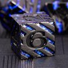 Metallic Glitter Stripes D&D Dice Set,7 PCS Polyhedral Dice Set with Gift,RPG Metal Dice Set Dungeons and Dragons Tabletop Game (Black Nickel Sapphire Blue)