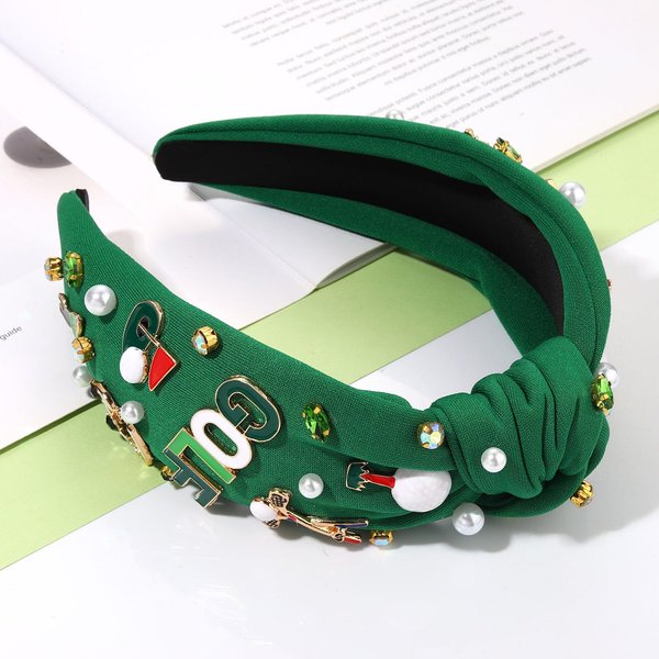Golf Headbands for Women Golf Accessories Golf Ball Flag Bag Cart Club Headbands Jeweled Rhinestone Pearl Knotted Headband Sport Game Day Headband Golf Hair Accessories Outfits Gifts (Pattern C)