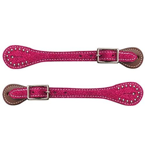 Showman Youth Glitter Leather Spur Straps (Pink)