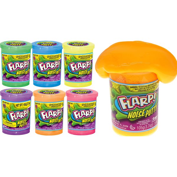 JA-RU Flarp Noise Putty (6 Toys) Fidget Toy Putty Passing Gas Sound Noise Maker Slime. Pranking Toy for Kids. Colored Scented Putty. Bulk Party Favor. Plus Sticker 10041-6s