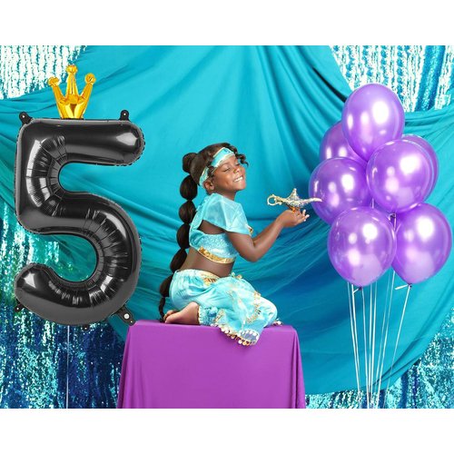Number 5 Balloon 40 in, 5th Birthday Balloon,Five Year Old Balloon Decorations, 5 15 50 Number Balloons Black Party Supplies Wedding Anniversary