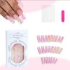 Foccna Press on Nails Acrylic Long Square Bling Glossy 3D Flower False Nail Tips Pink Fake Nails Artificial Nails Finger Manicure for Women and Girls-24pcs