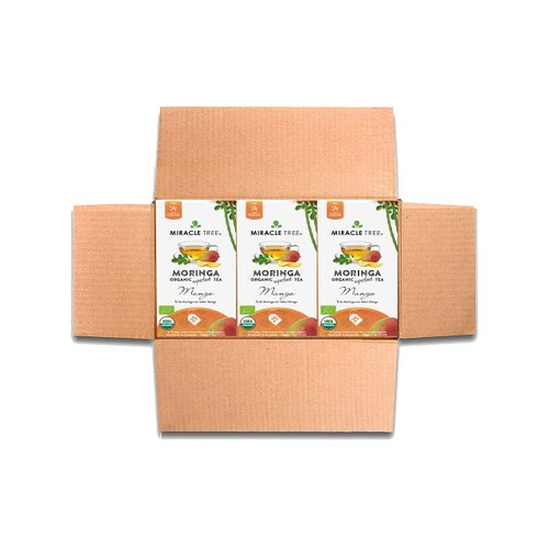Miracle Tree - 3 Count of Organic Moringa Superfood Tea, 25 Individually Sealed Tea Bags, Mango (Keto, Detox, Energy/Immunity Booster, Vegan, Gluten-Free, Organic, Non-GMO, Caffeine-Free)
