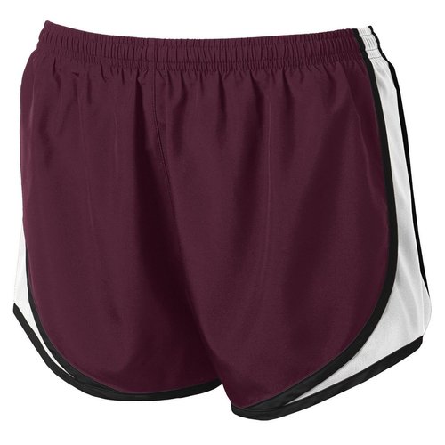 Clothe Co. Womens Running Shorts Moisture Wicking Sport Running Shorts, Maroon/White/Black, S