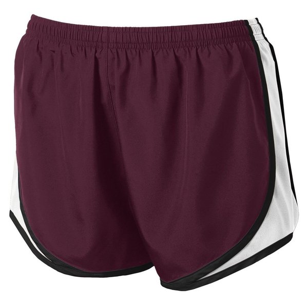 Clothe Co. Womens Running Shorts Moisture Wicking Sport Running Shorts, Maroon/White/Black, S