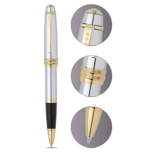 Cross Bailey Refillable Gel Ink Rollerball Pen, Medium Rollerball, Includes Premium Gift Box - Medalist Chrome