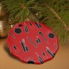 Makeup Lipstick Mascara Eyeliner Pattern Porcelain Scalloped Holiday Christmas Tree Ornament - 2.8" (7.1 cm)