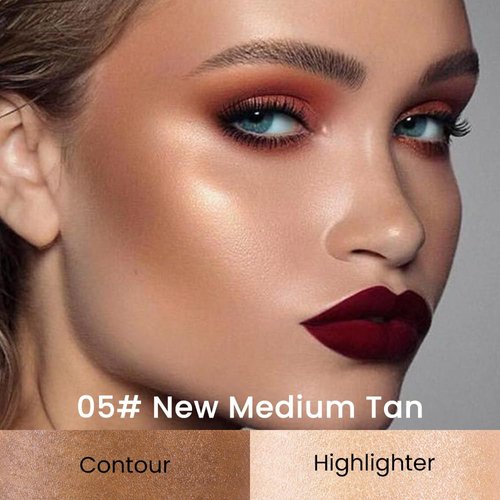 Kaely 2in1 Cream Bronzer Highlighter Stick,Face Shaping Contouring Sticks,Cheek Contour Highlight Palette Kit,maquillaje contorno en crema Bronzing Foundation Stick,Face Brightens & Shades Makeup,05